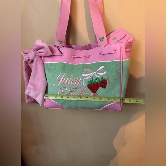 Juicy Couture Pink and Mint Strawberry Tote with Bow - Picture 7 of 11